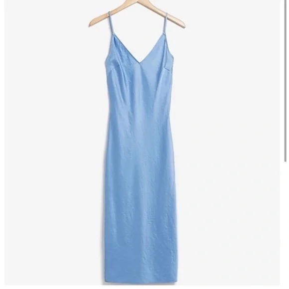 Express nwt baby blue satin midi dress - Picture 2 of 5